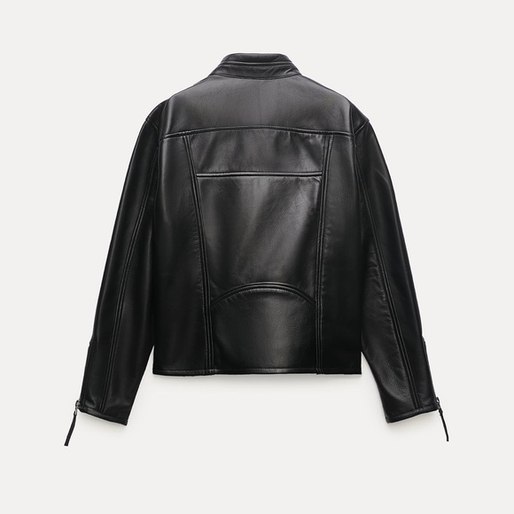 Zara zippered leather jacket ZW collection - Picture 10 of 11